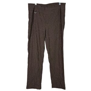 LuLu-B Brown Textured Pull On Stretch Straight Leg Pants Plus 14 High Waisted